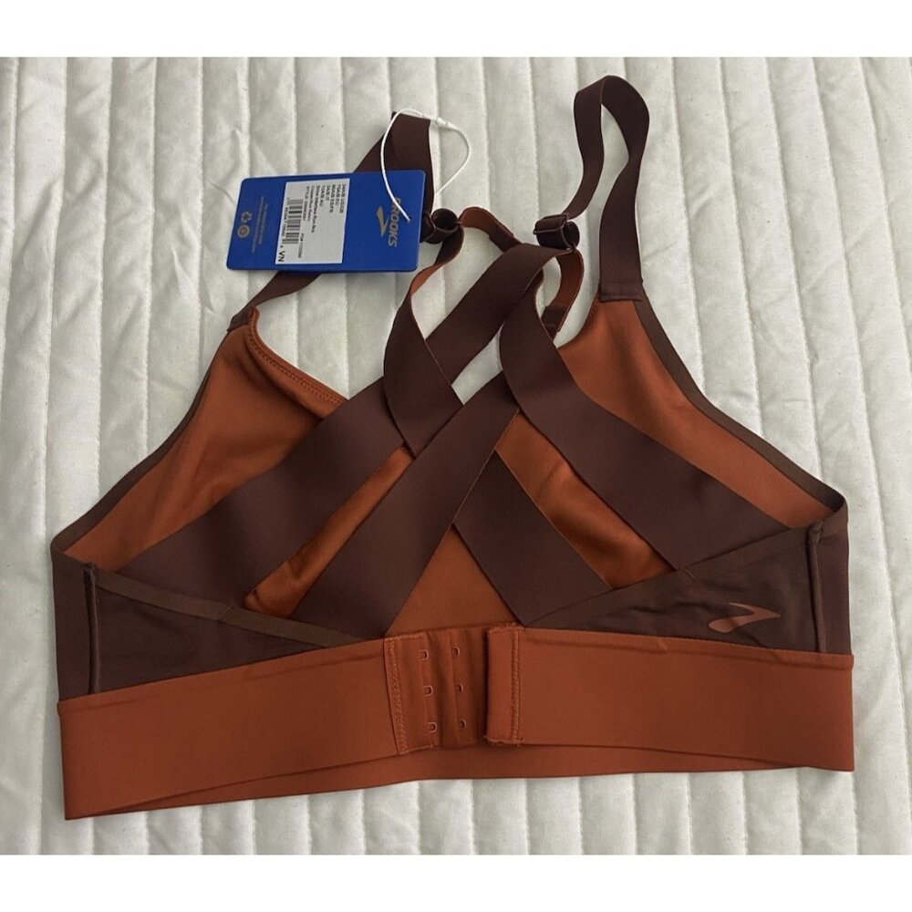 Brooks 34A/B Copper Run Raisin Drive Interlace Sports Bra Compression Wicking - Picture 9 of 11